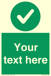 Custom green background, green circle with tick